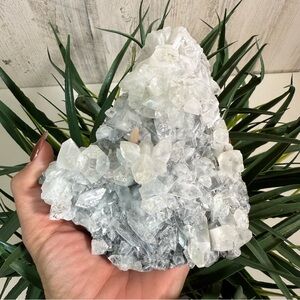 High Vibration Apophyllite Calcite Specimen Cluster from India - Stunning